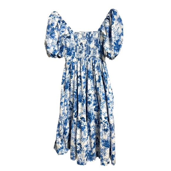 Abercrombie & Fitch The A&F Emerson Poplin Puff Sleeve Midi Dress size XSP - Picture 7 of 7